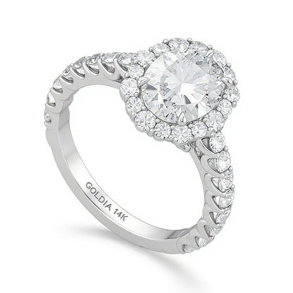 Enchanted Star Cinderella 3.5 CT. TW Oval Lab-Grown Diamond Frame Engagement Ring in 14K White Gold