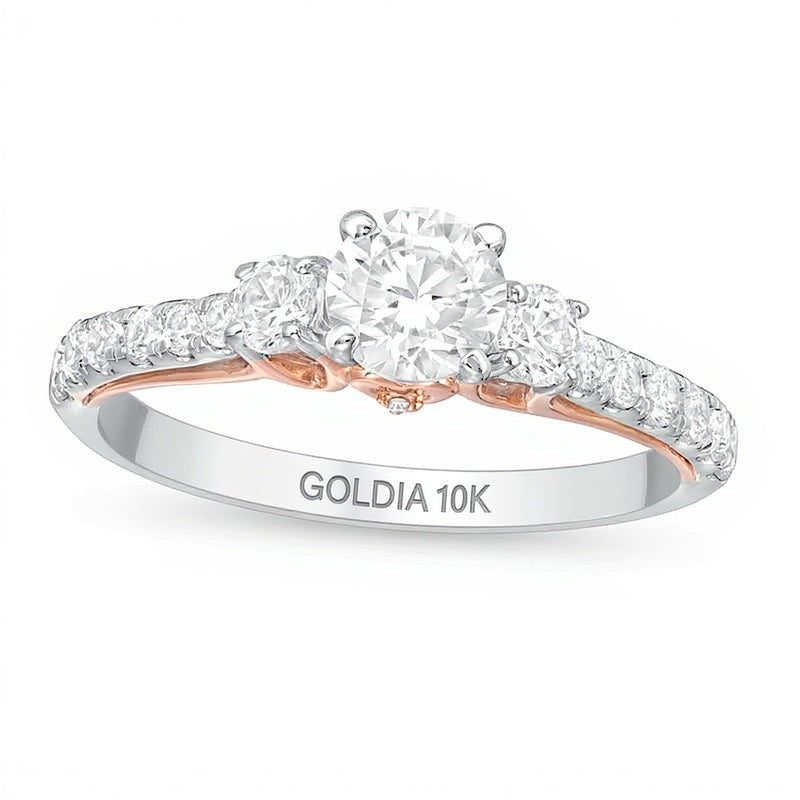 1.0 CT. TW Diamond Three Stone Engagement Ring in 10K Two-Tone Gold
