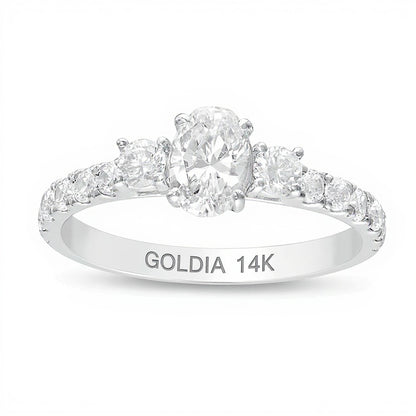 1.17 CT. TW Diamond Three Stone Engagement Ring in 14K White Gold