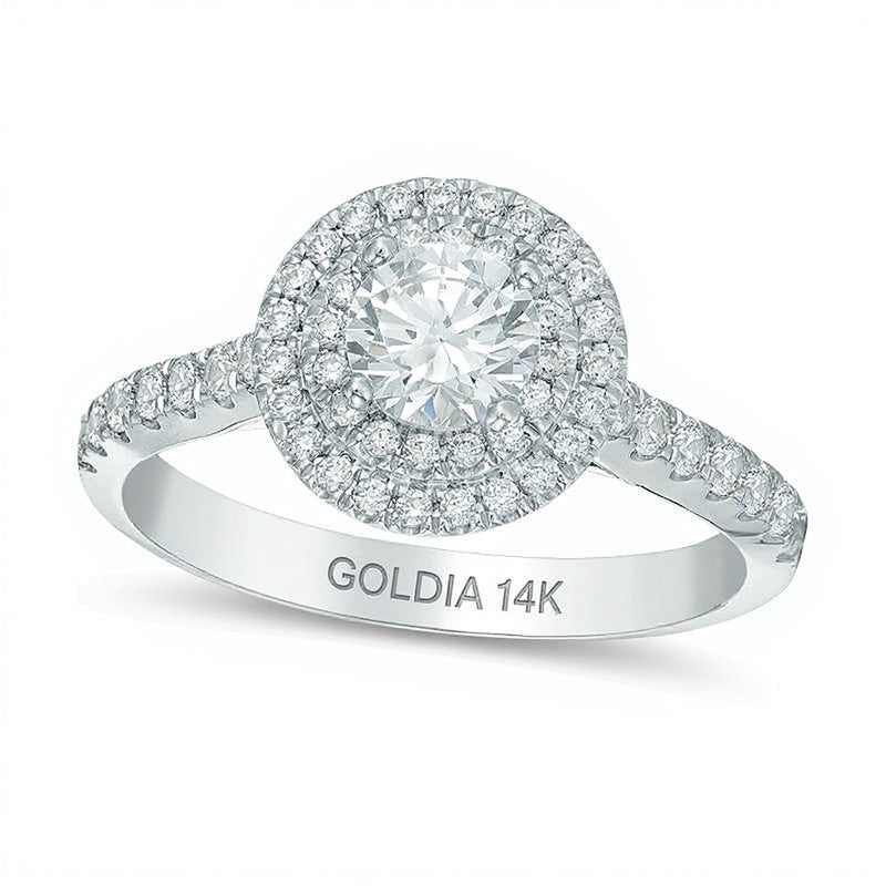 1.0 CT. TW Diamond Double Frame Engagement Ring in 14K White Gold