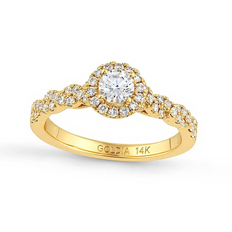 0.75 CT. TW Diamond Frame Twist Shank Engagement Ring in 14K Gold