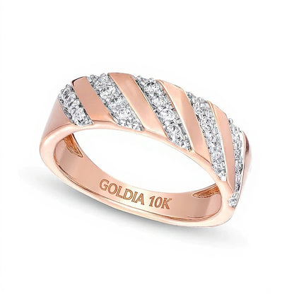0.33 CT. TW Diamond Slant Row Band in 10K Rose Gold