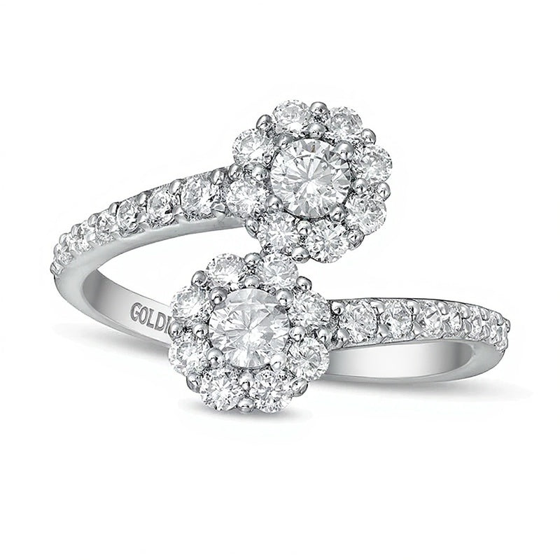 1.0 CT. TW Lab-Grown Diamond Bypass Ring in 14K White Gold (F/SI2)