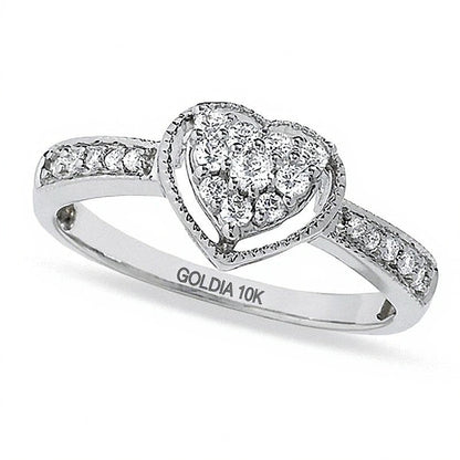 0.25 CT. TW Heart-Shaped Diamond Frame Ring in 10K White Gold
