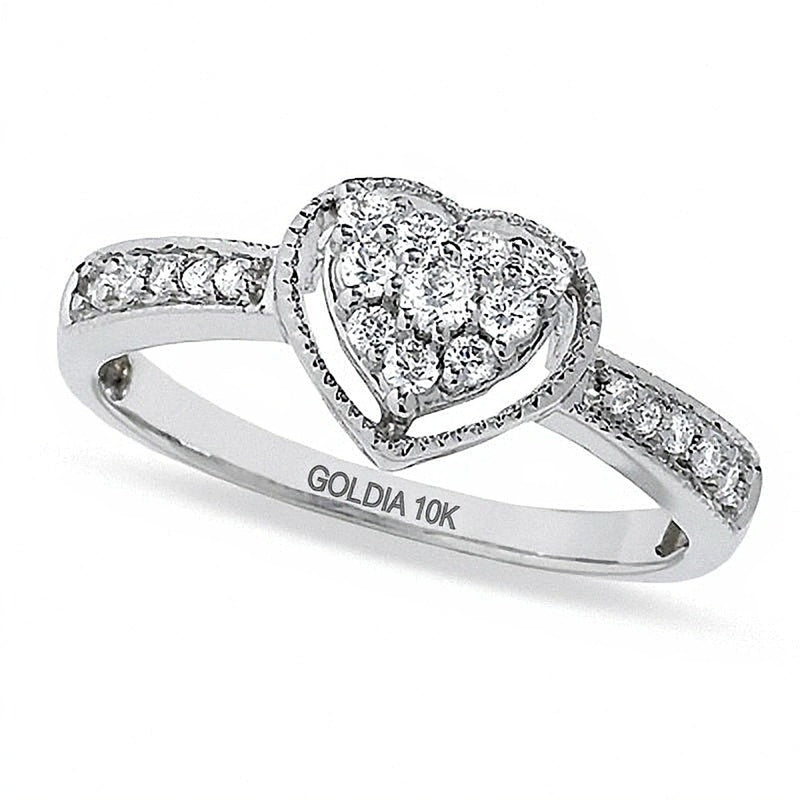 0.25 CT. TW Heart-Shaped Diamond Frame Ring in 10K White Gold