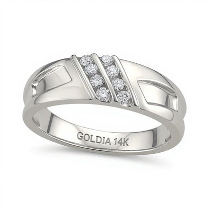 0.25 CT. TW Diamond Textured Band in 14K White Gold