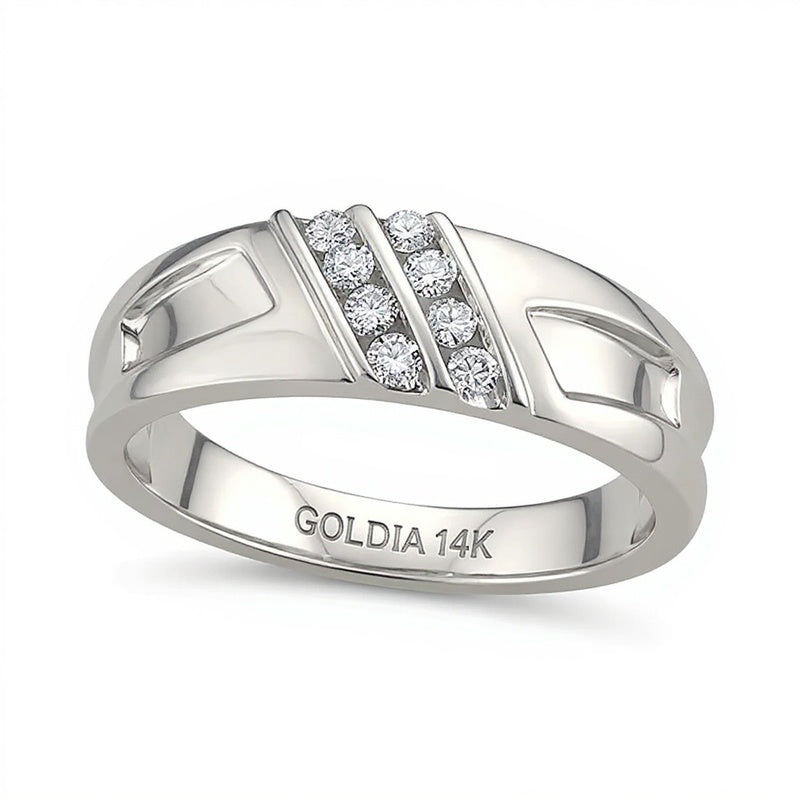 0.25 CT. TW Diamond Textured Band in 14K White Gold