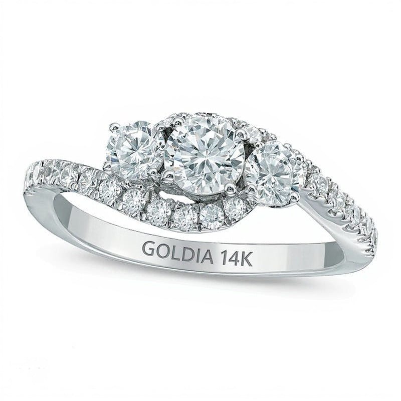 1.0 CT. TW Diamond Bypass Past Present FutureÂ® Ring in 14K White Gold