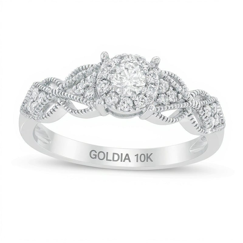 0.33 CT. TW Diamond Butterfly-Sides Vintage-Style Filigree Engagement Ring in 10K White Gold