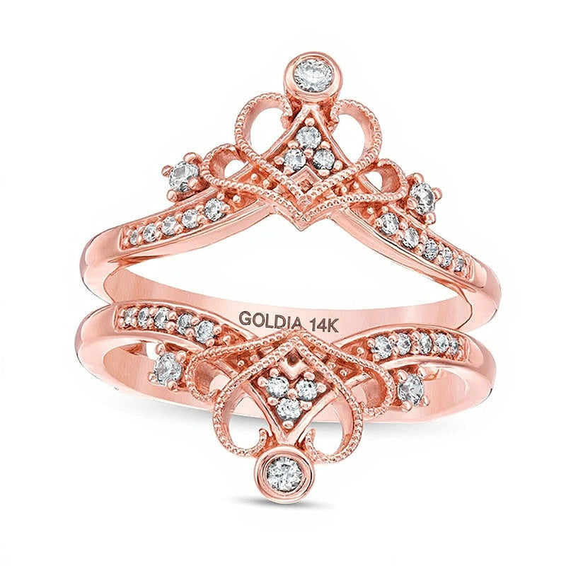 0.25 CT. TW Diamond Vintage-Style Crown Ring Solitaire Enhancer in 14K Rose Gold