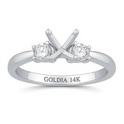 0.25 CT. TW Diamond Three-Stone Solitaire Semi Mount in 14K White Gold