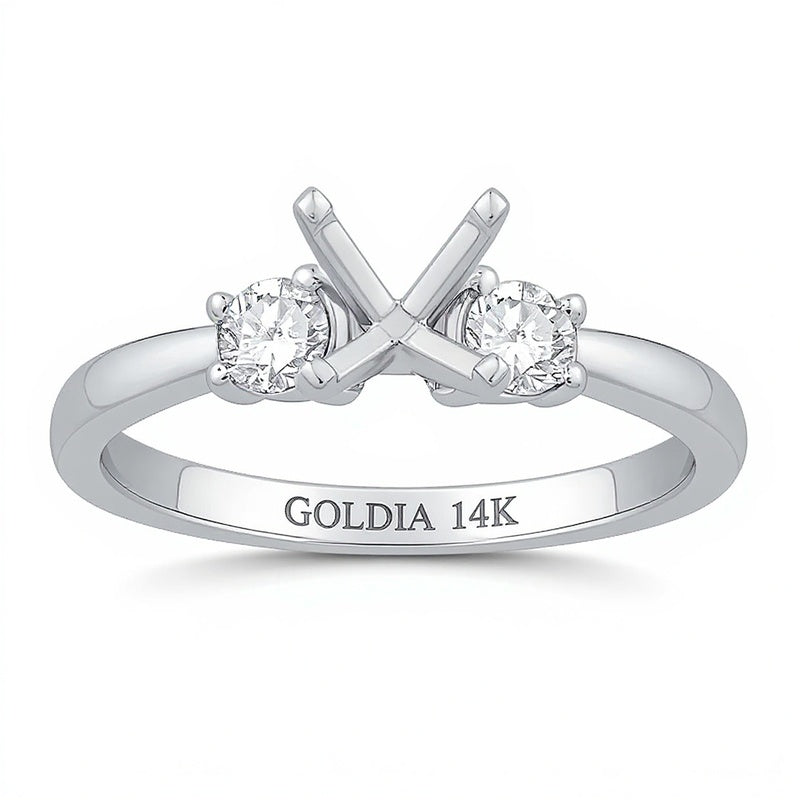 0.25 CT. TW Diamond Three-Stone Solitaire Semi Mount in 14K White Gold