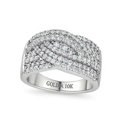 1.0 CT. TW Diamond Triple Row Overlay Band in 10K White Gold