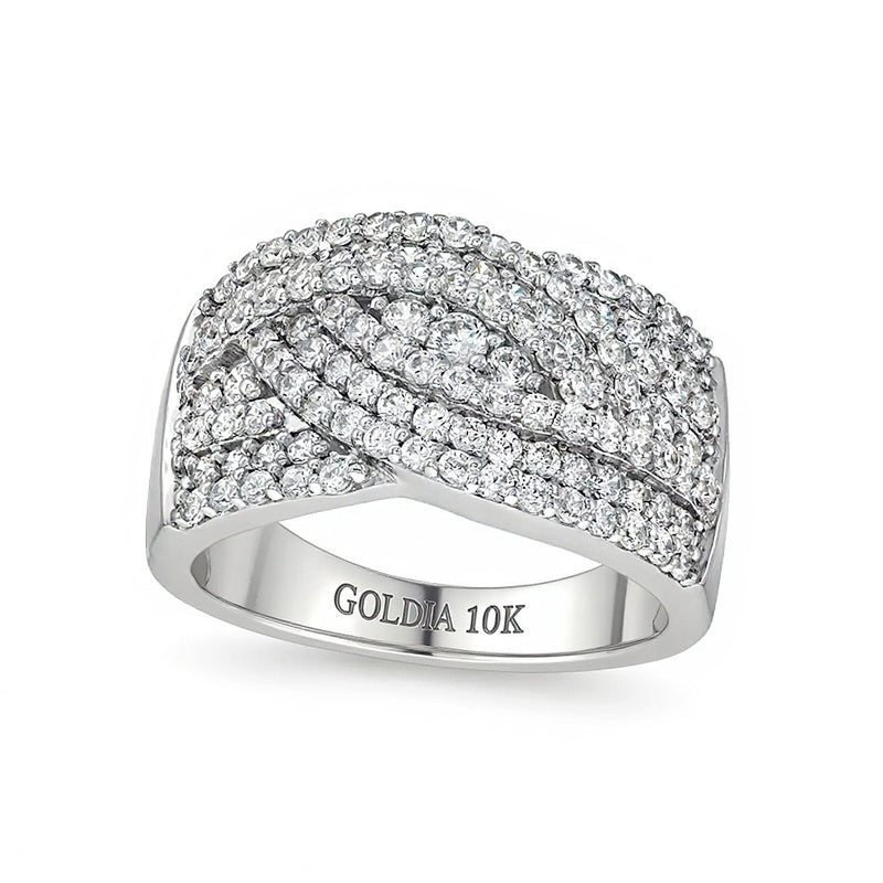 1.0 CT. TW Diamond Triple Row Overlay Band in 10K White Gold