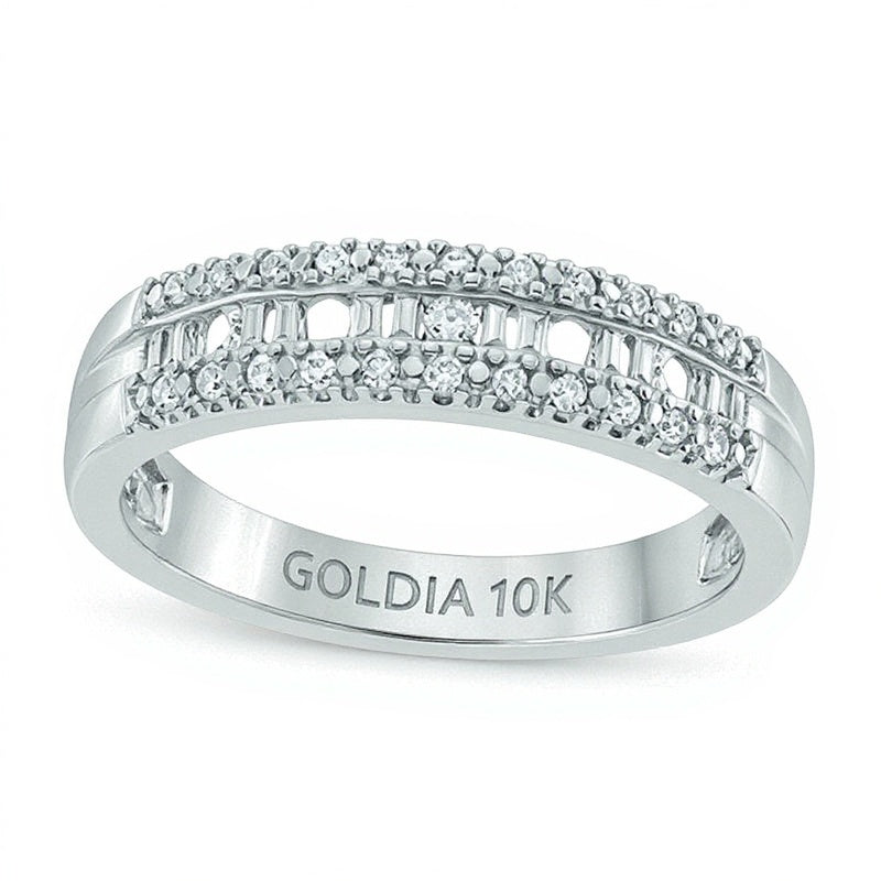 0.25 CT. TW Baguette and Round Diamond Band in 10K White Gold
