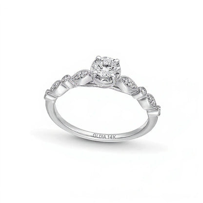 0.33 CT. T. W. Diamond Vintage-Style Engagement Ring in 14K White Gold