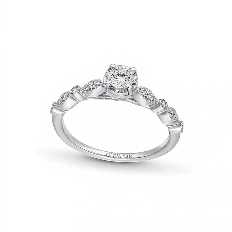 0.33 CT. T. W. Diamond Vintage-Style Engagement Ring in 14K White Gold