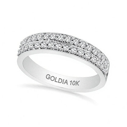 0.33 CT. TW Diamond Double Row Wedding Band in 10K White Gold