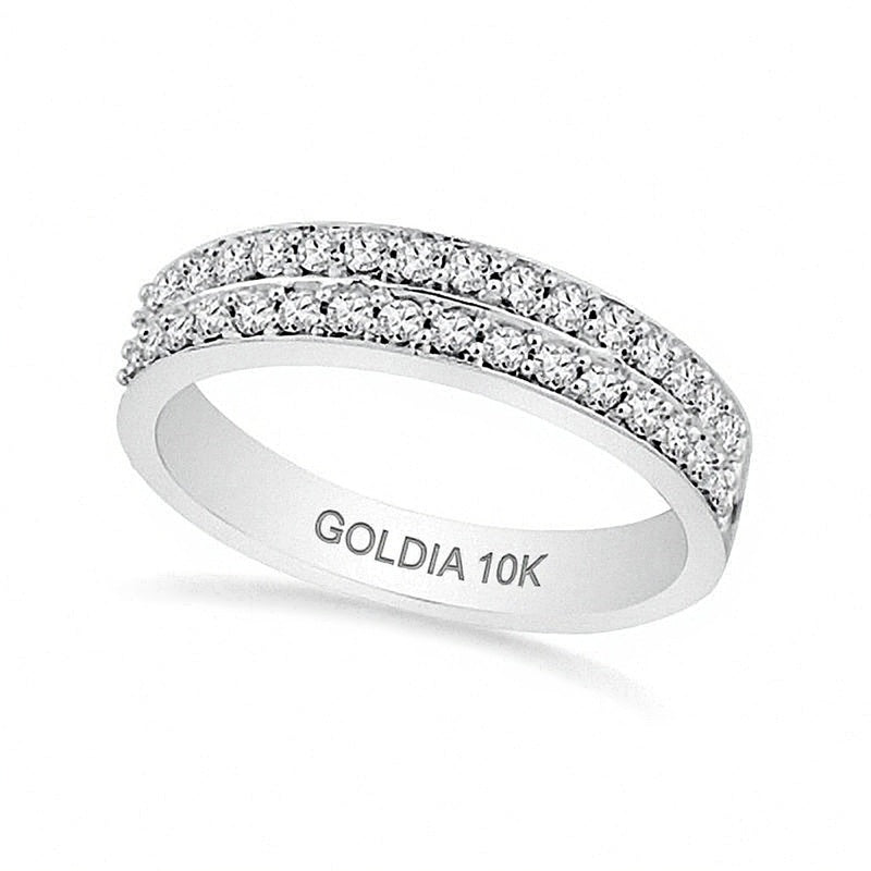 0.33 CT. TW Diamond Double Row Wedding Band in 10K White Gold