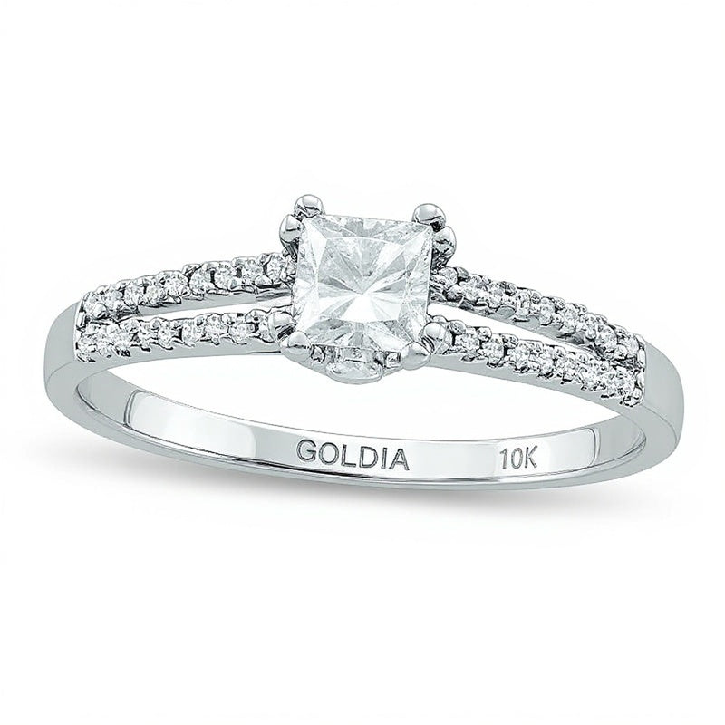 0.33 CT. TW Princess-Cut Diamond Split Shank Engagement Ring in 10K White Gold