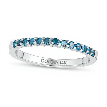 0.25 CT. TW Enhanced Blue Diamond Anniversary Band in 14K White Gold