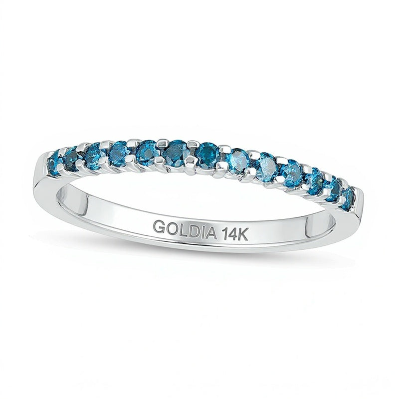 0.25 CT. TW Enhanced Blue Diamond Anniversary Band in 14K White Gold