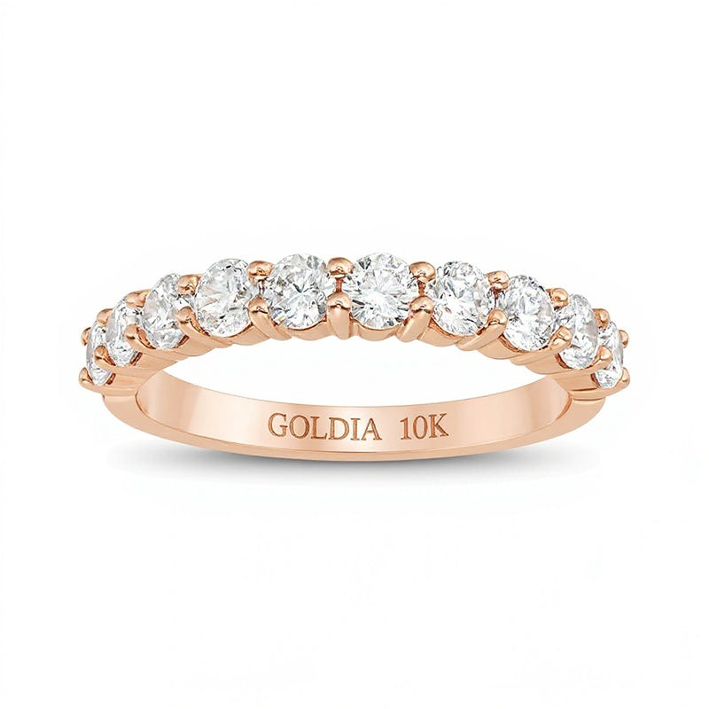 1.0 CT. TW Diamond Nine Stone Anniversary Band in 10K Rose Gold
