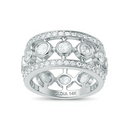 1.75 CT. TW Diamond Open Vintage-Style Wide Eternity Band in 14K White Gold