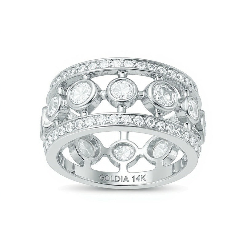 1.75 CT. TW Diamond Open Vintage-Style Wide Eternity Band in 14K White Gold