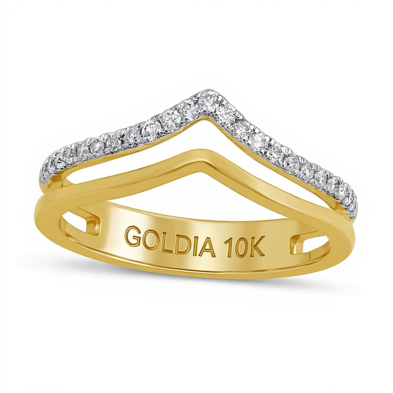 0.2 CT. TW Diamond Chevron Anniversary Ring in 10K Gold