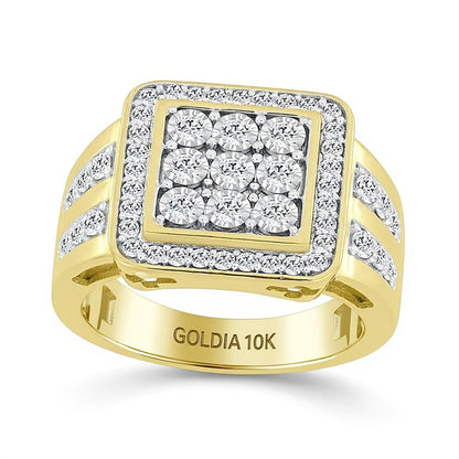 1.0 CT. TW Cushion-Shaped Multi-Diamond Frame Ring in 10K Gold