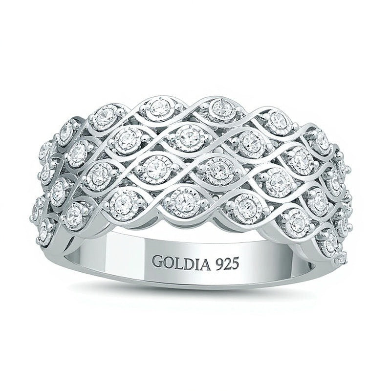 0.33 CT. TW Diamond Multi-Row Weave Anniversary Band in Sterling Silver