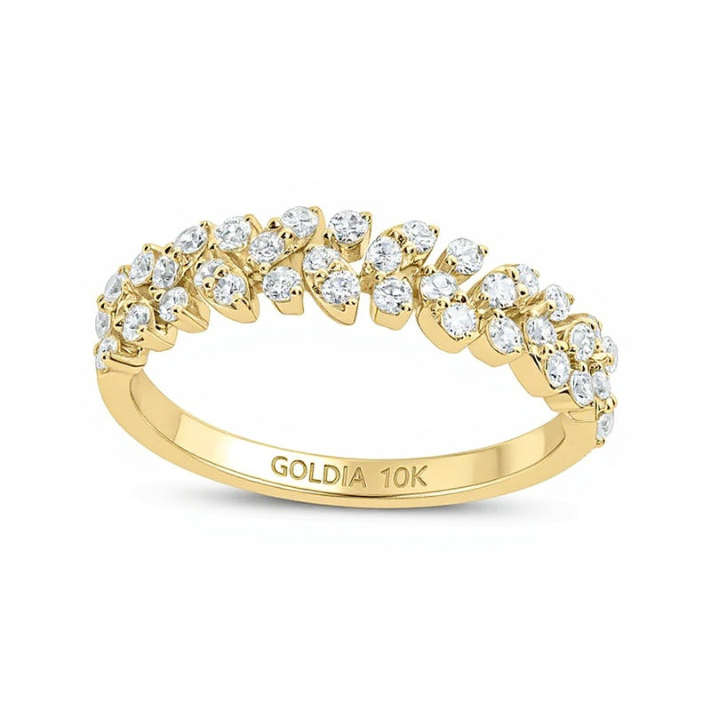 0.5 CT. TW Diamond Leafy Vine Anniversary Ring in 10K Gold