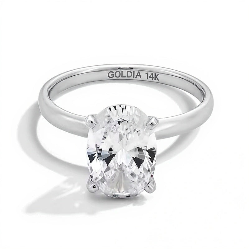 3.0 CT. Oval Lab-Grown Diamond Solitaire Engagement Ring in 14K White Gold (F/VS2)
