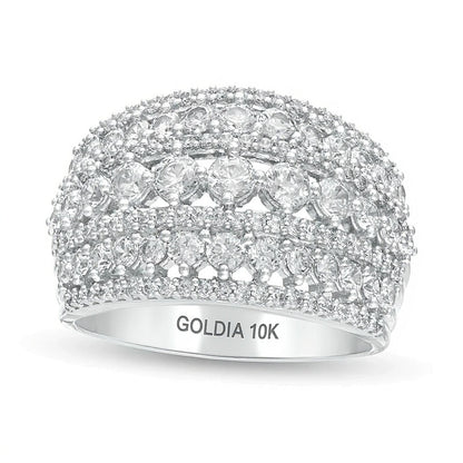 2.0 CT. TW Diamond Multi-Row Domed Ring in 10K White Gold
