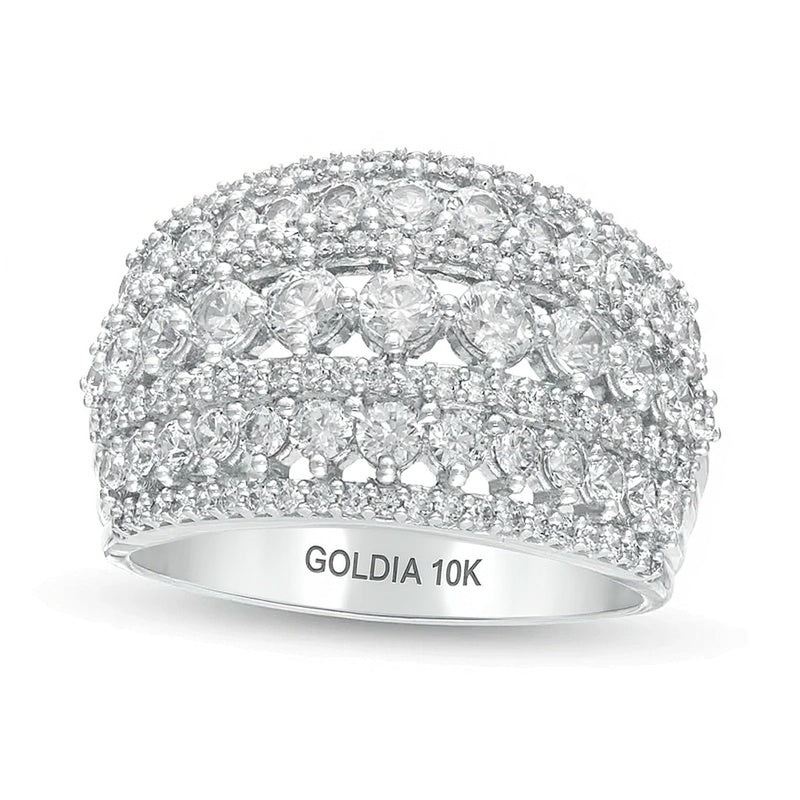 2.0 CT. TW Diamond Multi-Row Domed Ring in 10K White Gold