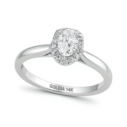 0.5 CT. TW Oval Diamond Frame Engagement Ring in 14K White Gold