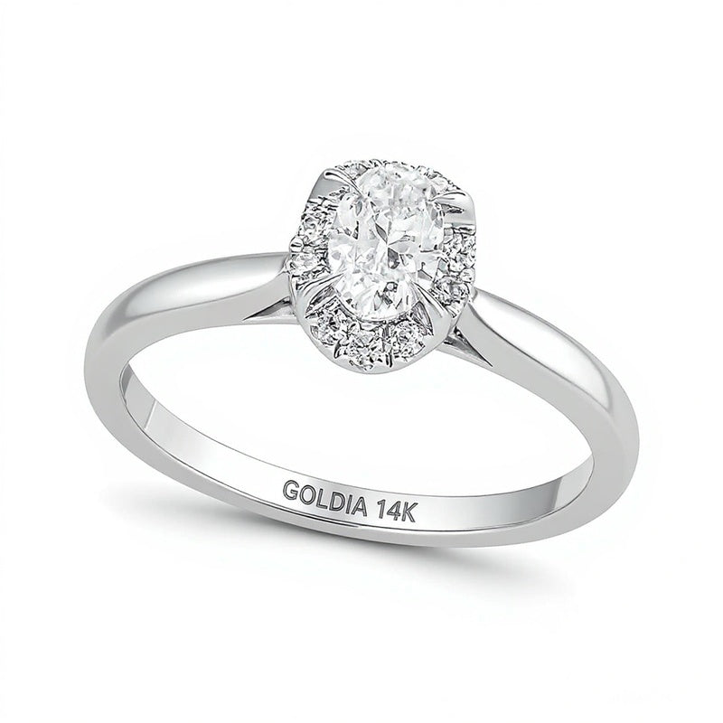 0.5 CT. TW Oval Diamond Frame Engagement Ring in 14K White Gold