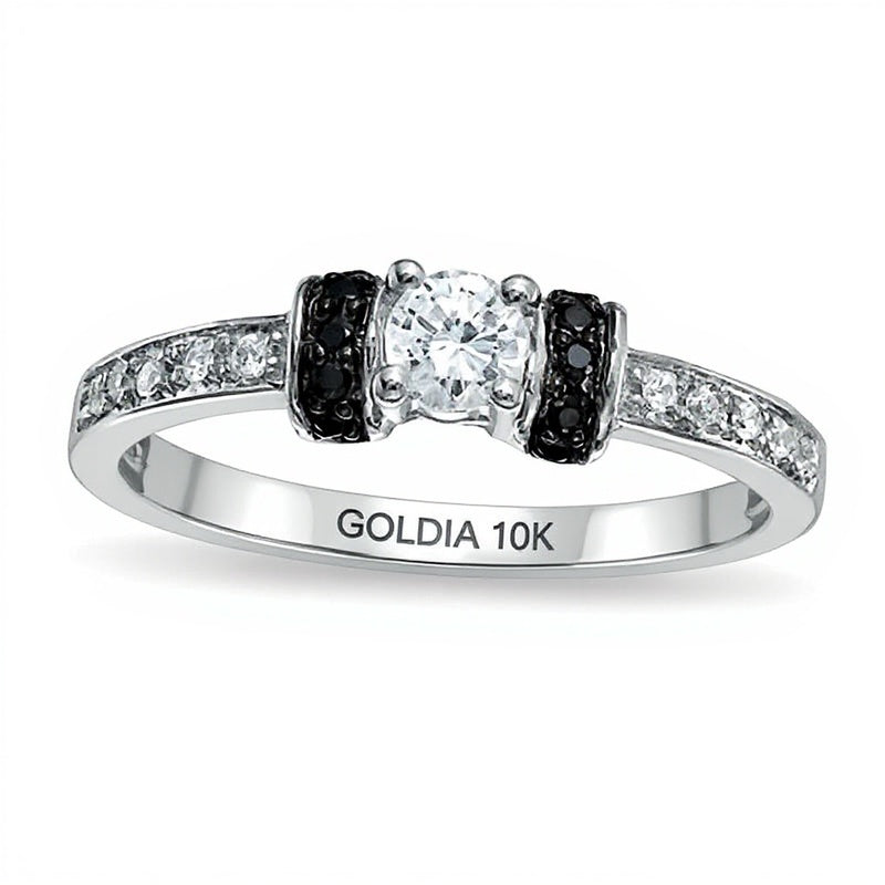 0.25 CT. TW Enhanced Black and White Diamond Station Engagement Ring in 10K White Gold