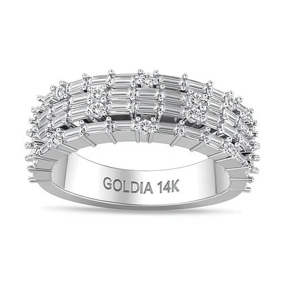 1.0 CT. TW Baguette-Cut Diamond Sideways Multi-Row Band in 14K White Gold