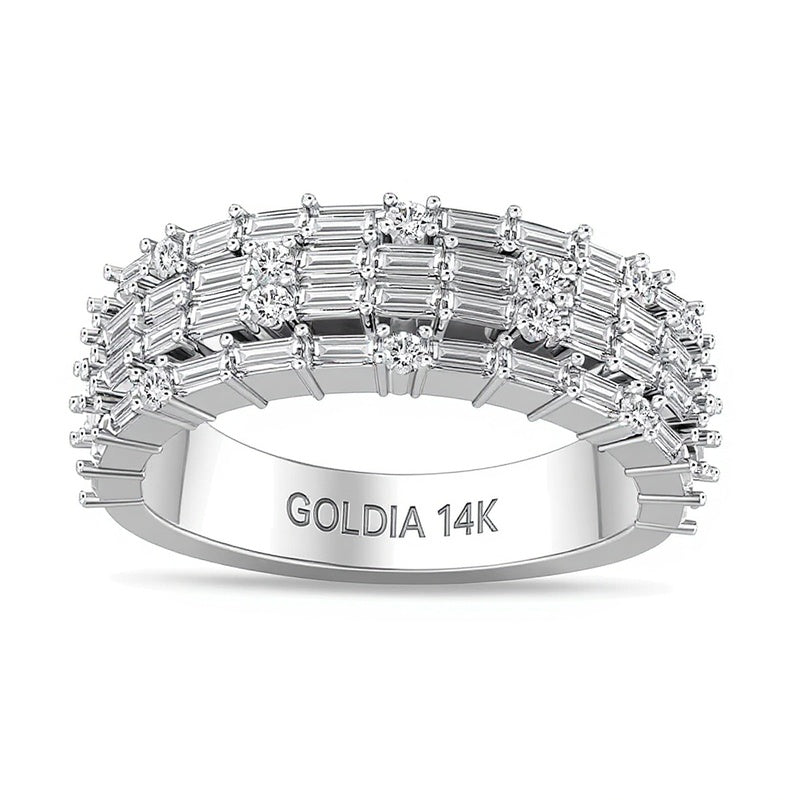 1.0 CT. TW Baguette-Cut Diamond Sideways Multi-Row Band in 14K White Gold