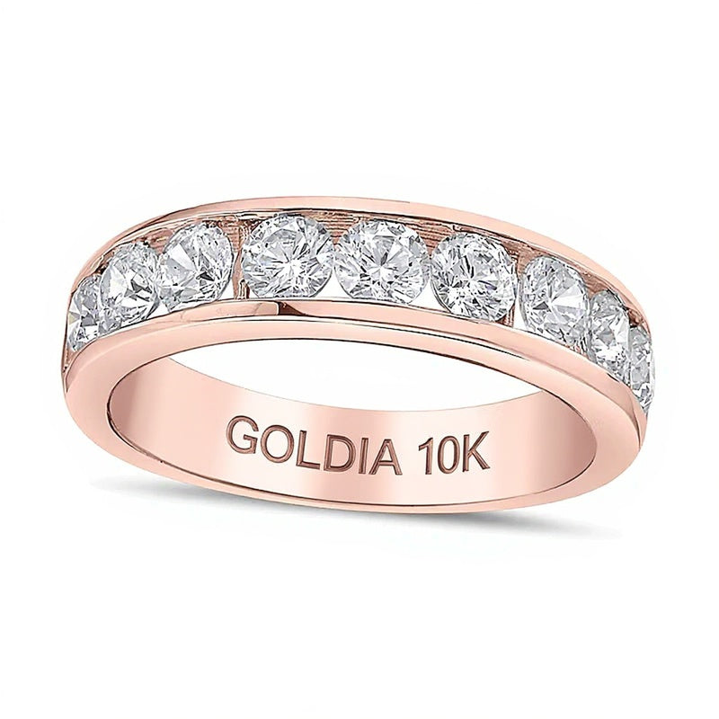 1.5 CT. TW Diamond Channel Nine Stone Band in 10K Rose Gold (I/I2)