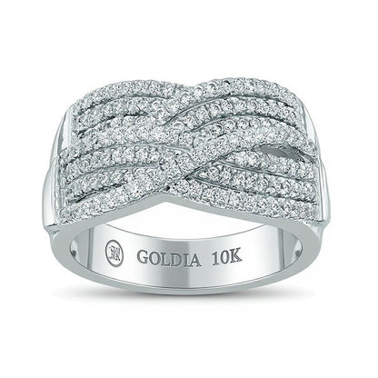 1.0 CT. TW Diamond Three Row Woven Ring in 10K White Gold