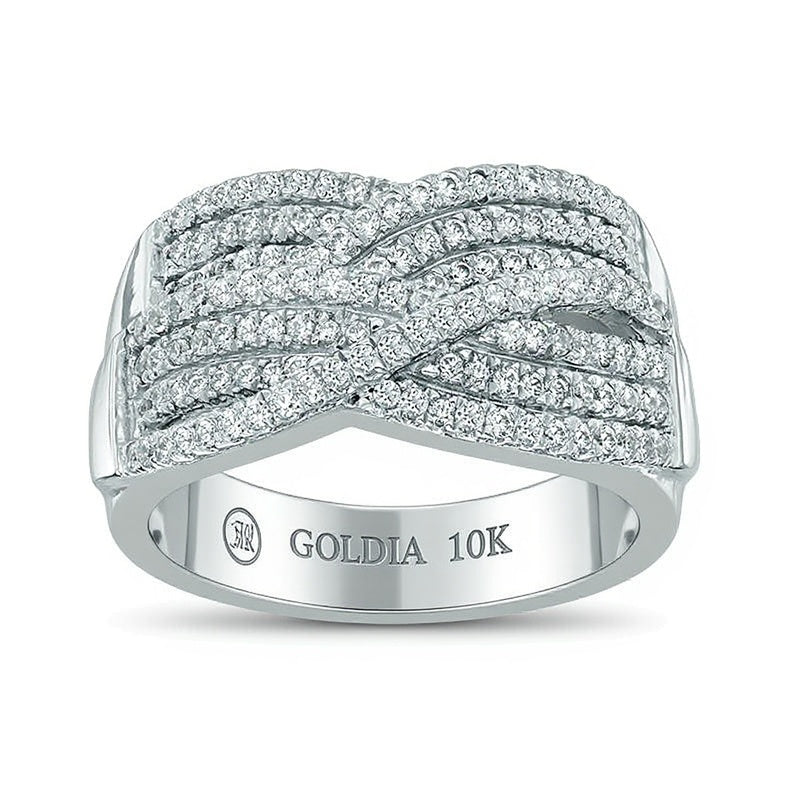 1.0 CT. TW Diamond Three Row Woven Ring in 10K White Gold