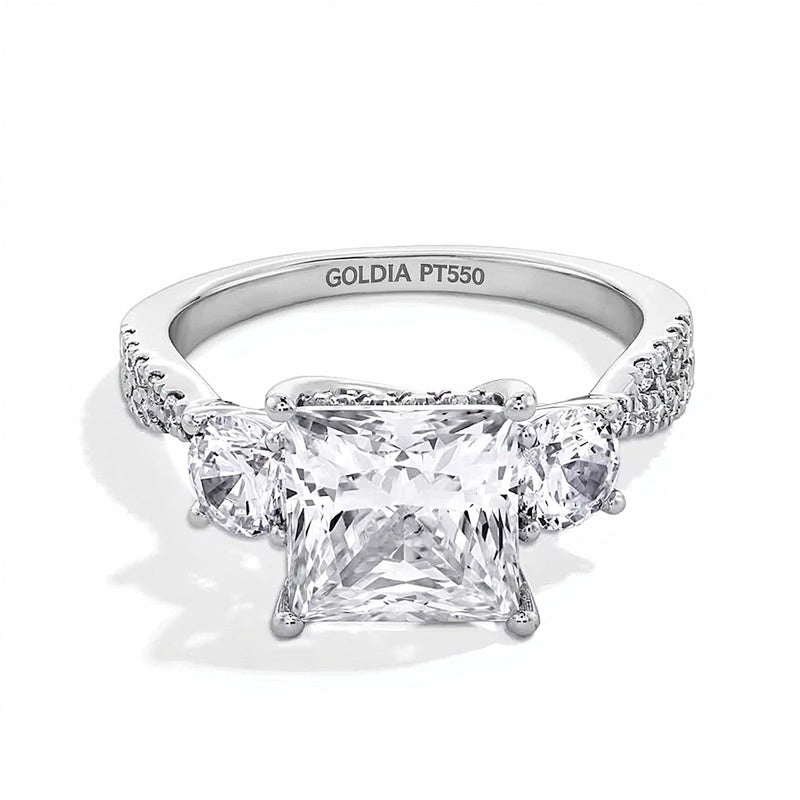 4.0 CT. TW Princess-Cut Lab-Grown Diamond Three-Stone Engagement Ring in Platinum (F/SI2)
