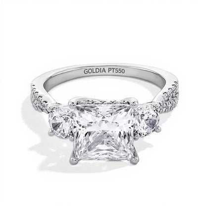 4.0 CT. TW Princess-Cut Lab-Grown Diamond Three-Stone Engagement Ring in Platinum (F/SI2)