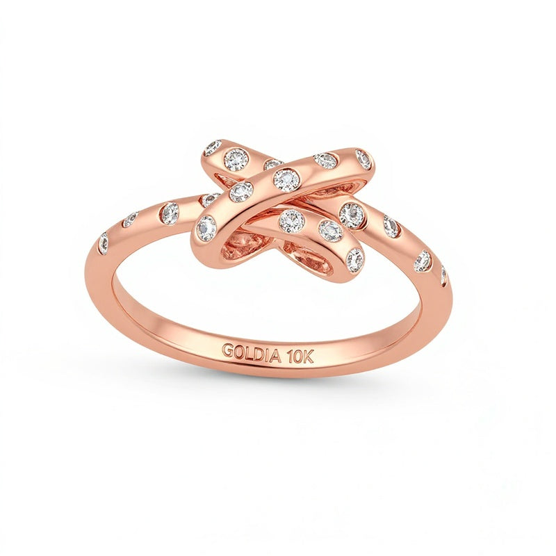 0.2 CT. TW Lab-Grown Diamond Bubbles Knot Ring in 10K Rose Gold (F/SI2)