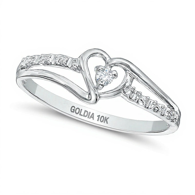 Diamond Accent Split Shank Heart Promise Ring in 10K White Gold