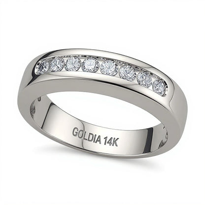 0.5 CT. TW Diamond Eight Stone Channel Band in 14K White Gold