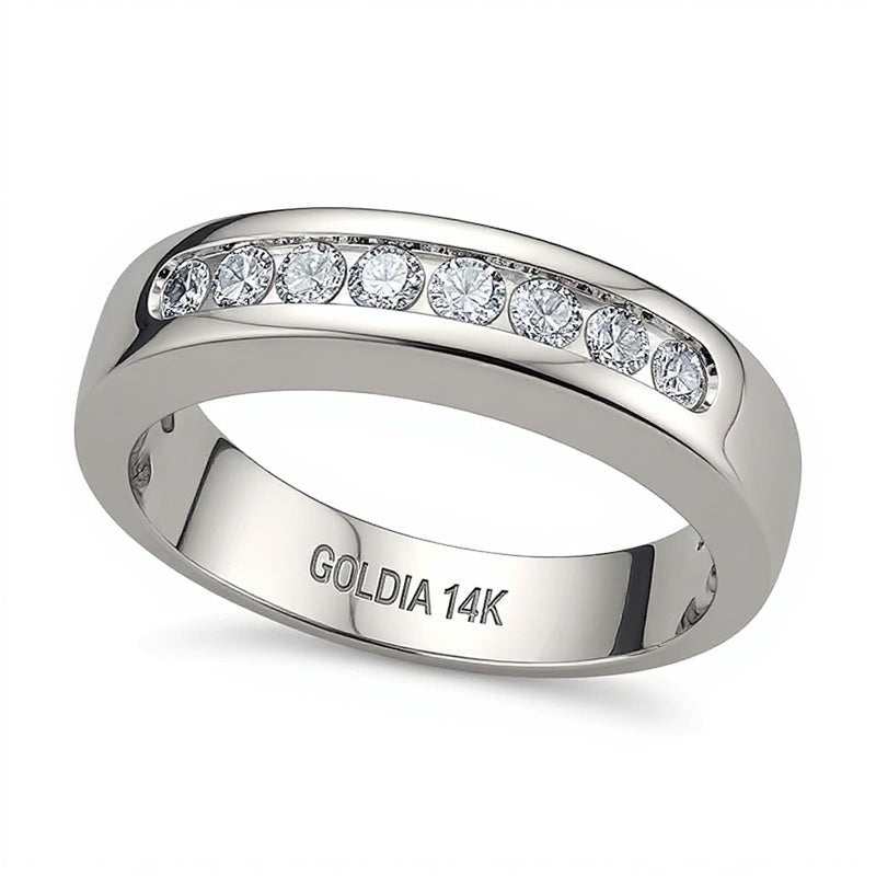 0.5 CT. TW Diamond Eight Stone Channel Band in 14K White Gold